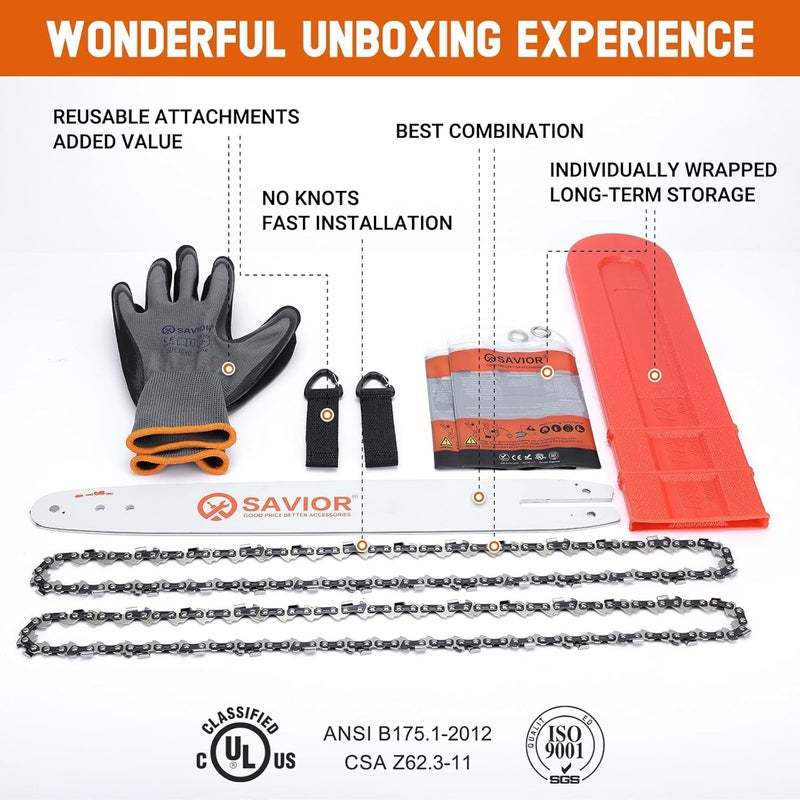 Savior 16 Inch Chainsaw Bar and S55 Chain Combo, 3/8" LP Pitch .050" Gauge 55 Drive Links for Stihl MS170 MS180C, Replacement Chain Saw Bar 105668 160SDEA074(Chain*2+Bar*1) - Image 5